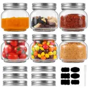 6 Pack Small Mason Jars with Labels, 8 oz Glass Jars with Airtight Lids, Half...