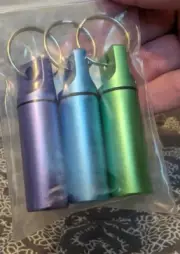 3 PCS Keychain Medicine Pill Box Case Bottle Holder Waterproof Metal Container