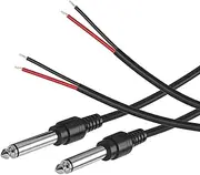 SIOCEN 2-Pack 6FT Replacement 6.35mm Male Plug to Bare Wire Open End TS 2 Pole Mono 1/4" HiFi Speaker Plug Jack Amplifier Patch Audio Cable,Microphone Cord for DJ Application,DIY Connector Repair