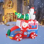 Christmas Santa Drive Car Truck Snowman Tree Airblown Inflatable Decor Blow Up