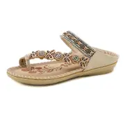 Nevenka Womens Slide Sandals Dressy Bohemian Beaded Flip Flop for Beach-Apricot