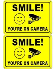 2x Smile You're on Camera Metal Sign Safety Security Home Shop Warning Signs