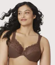 Glamorise Low Cut WonderWire Lace Bra - Mocha (Size 16DD)
