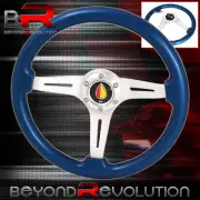 Adavance Leaf Steering Wheel Blue Classic Silver Streak Center 6 Bolt Hole 345mm (for: Volkswagen)