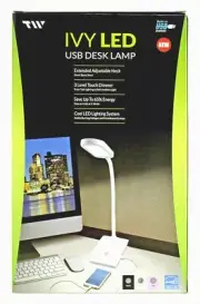(2) TW Lighting IVY LED Green & White Desk Lamp USB Port NEW 3 Way Touch Switch