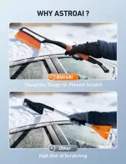27 Inch Snow Brush and Detachable Ice Scraper with Ergonomic Foam Grip for Cars