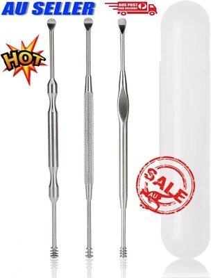 3pcs Ear Pick Cleaning Set Ear Wax Remover Cleaner Curette Kit Stainless SteelIW