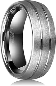 [Fyrddyn] JEWELRY Engraved Wedding Band For Men Women Gold/Silver Tungsten Rings SandBlasted Finish Dome Edge Sizes 5-14