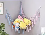 Macrame Toy Hammock,Large Stuffed Animal Toys Net,Nursery Storage & Organization Hammock,Corner Hanging Toy Storage Net with Tassel for Home or Nursery