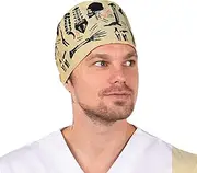 [DOKTORAM] Working Brain Scrub Caps Men with Sweatband Adjustable Hats Head Cover - Women or Men Gourd-Shaped Unisex Skull Cap