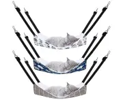 3 Pack Reversible Cat Hanging Hammock With Adjustable Straps And Hooks Double-sided Pet Cage Hammoc