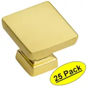 *25 Pack* Cosmas Cabinet Hardware Brushed Brass Square Cabinet Knob #1480BB