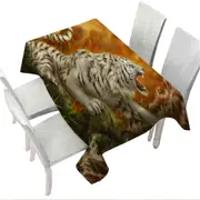 Cool Wildlife Drawing Ocean White Tiger Tablecloth