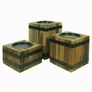 Wooden Candle Holder Set/3 Rustic Farmhouse Table Top Home Decor Accent