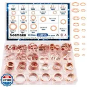 Seamaka 360PCS Crush Washer Oil Drain Plug,18 Sizes Copper Crush Washers Asso
