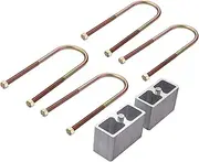 Universal Leaf Spring Lowering Block Kit- 2inch,2-1/2" Wide, 5" Long, Zinc-Plated U-Bolts,Heavy Duty Steel 2" Lowering Block Kit and U-bolts Kit