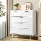 Oikiture 5 Chest of Drawers Dresser Chest Storage Cabinet Tallboy
