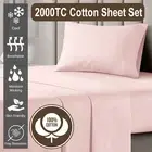 2000TC Deep Fitted Cotton Bed Sheet Set Pillowcases Single/Double/Queen/King AU