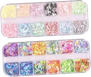 MUSISALY Manicure Sequin Kit 2 Boxes Nail Art Glitter Confetti Craft Sequins for Women Girls