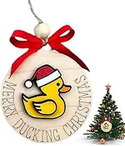 Wood Ornaments for Tree,Naughty Creative Christmas Tree Merry Ducking Pendant | Funny Wooden Merry Ducking Decor for Christmas Trees, Doors