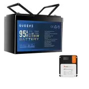 1PC Queens 12V 95AH Lithium Battery LiFePO4 1PC SRNE 30A Solar Charge Controller