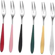 GREENADSCAPE 6Pcs Dessert Fork Ergonomic Design Fruit and Cake Forks Luxury Tableware for Fine Dining for Appetizers and Party Foods Multiple