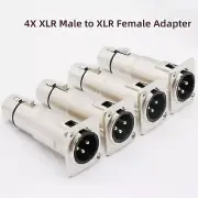 4 x For D Panel Mounting XLR Male To XLR Female Feed/Pass Thru Connector Adapter