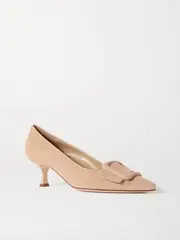 [Manolo Blahnik] Manolo Blahnik - Maysale 50 Buckled Suede Pumps - Beige - IT40 IT 40 Neutrals