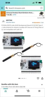 915MHz ESP32 LoRa OLED Development Board V3 SX1262 Type-C LoRa Antenna