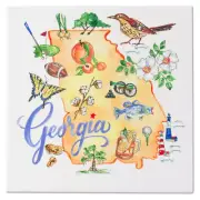 State of Georgia Butterfly Fish Football Golf Lighthouse 8 In. Ceramic Trivet