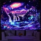 Blacklight Galaxy Tapestry UV Reactive Trippy Planet Design