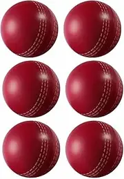 6PCS Red Soft Foam Balls, Durable Stitched Seam Foam Ball, Dent-Proof Medium Density Cushioned Foam Construction Tech Utility Training Balls, Training Aid Balls for Bat Knocking All Ages