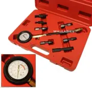 7PC PETROL AUTO ENGINE COMPRESSION TESTER 300PSI GAUGE KIT ADAPTIVE
