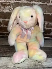TY 1999 BEANIE BUDDIES "HIPPIE" LARGE 14" PASTEL TIE-DYED STUFFED BUNNY RABBIT