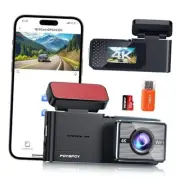 Dash Cam Front 4K WiFi Dashcam with 64GB SD Card 2160P Dash Camera for