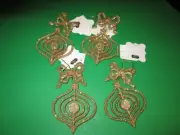 Gold Glitter Circle Bow Christmas Ornament by Mud Pie, Set of 4, NWT