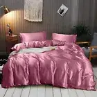 100% Pure Silk Satin Duvet with Fitted Sheet Set 4pcs, Silk Satin Fitted Shee...