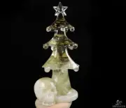 9.4" Smoky Quartz Rock Crystal Carved Crystal Skull & Christmas Tree, Healing