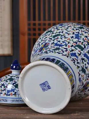 景德鎮陶瓷器仿古青花瓷將軍罐陶瓷擺件大號儲物罐中式家居裝飾品
