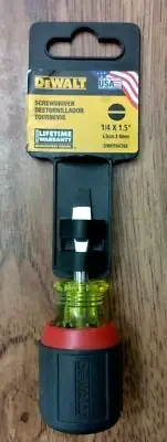 DEWALT DWHT66368 1/4" Slotted x 1-1/2" Vinyl Grip Standard Stubby Screwdriver