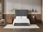 My Style Framed Headboard & Slimline Base - Double / Gunmetal / Gas Lift Base
