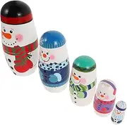 WESIEVYA Wooden Russian Nesting Dolls Snowman 5 Layer Set Boys and Girls Christmas Toys Decorative Dolls