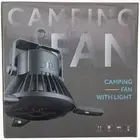 Solar Camping Fan with LED Light Hanging Hook Portable Tent Black