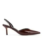 [Siren] Yoco Slingback Kitten Heels in Wine Patent Leather