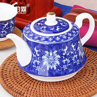 雙層水壺泡茶壺套裝家用陶瓷單壺花茶壺小茶壺沖茶壺紅茶杯青花瓷