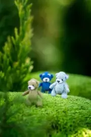 Micro crochet miniature Blue teddy bear: tiny miniature dollhouse animals
