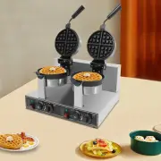 2400W Dual Head Non-Stick Breakfast Round Belgian Waffle Maker Commercial