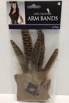 Owl Feather Arm Bands Bird Animal Fancy Dress Halloween Adult Costume Accessory