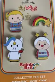 New 4 Hallmark Rainbow Brite Enamel Collector Pin Set Twink Starlite Lot gift