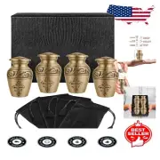 Handcrafted Brass Cremation Urns with Gold Cross Design - Mini Ashes Holders